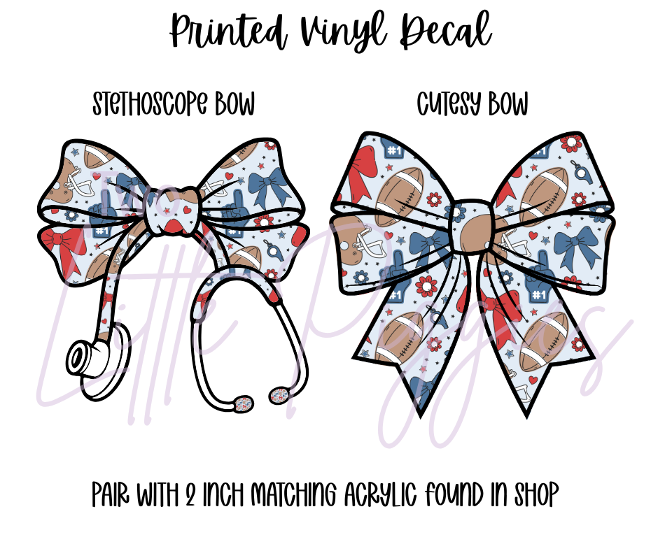 Printed Vinyl - Football and Bows