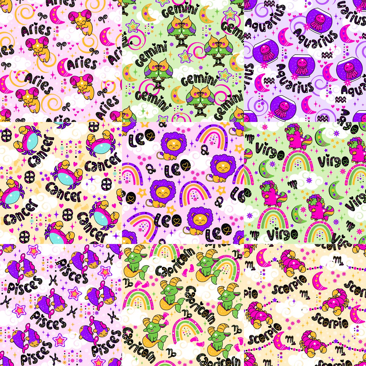 Printed Vinyl - Cutesy Zodiac