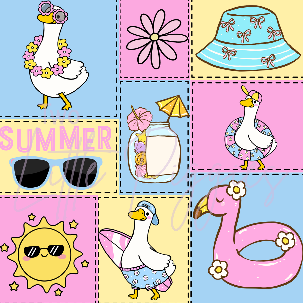 Printed Vinyl - Patchwork - Summer Goose