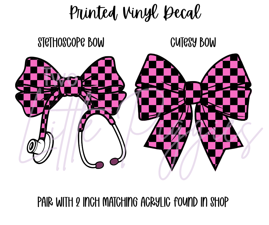 Printed Vinyl - Pink and Black Checkered