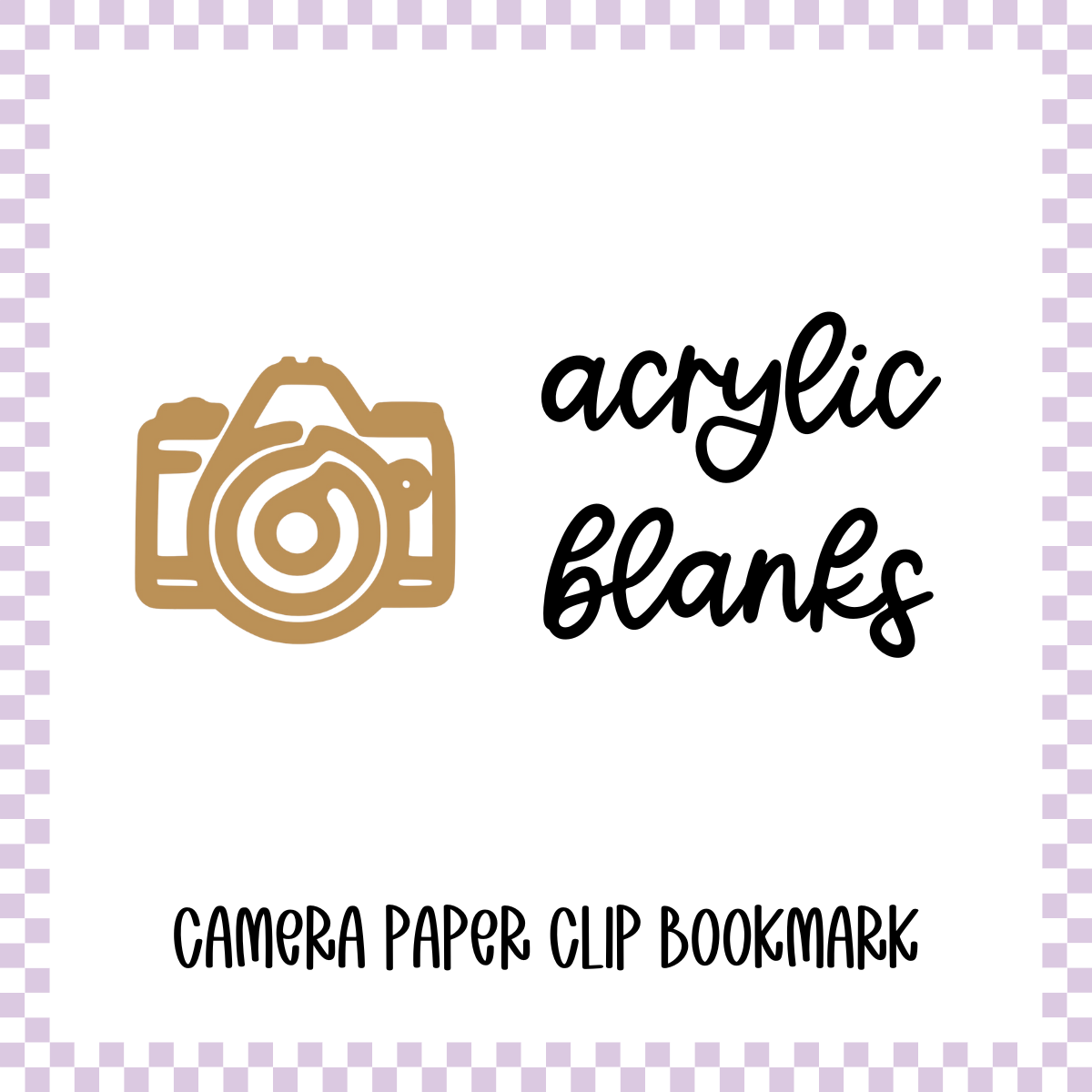 Acrylic Blank - Camera Paper Clip Bookmark (3pc)
