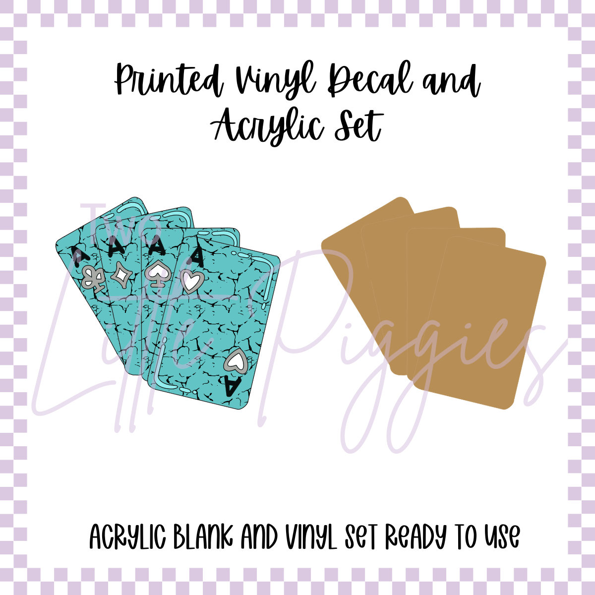 Printed Vinyl and Acrylic Set - Western Teal Crackle - Pair of Aces