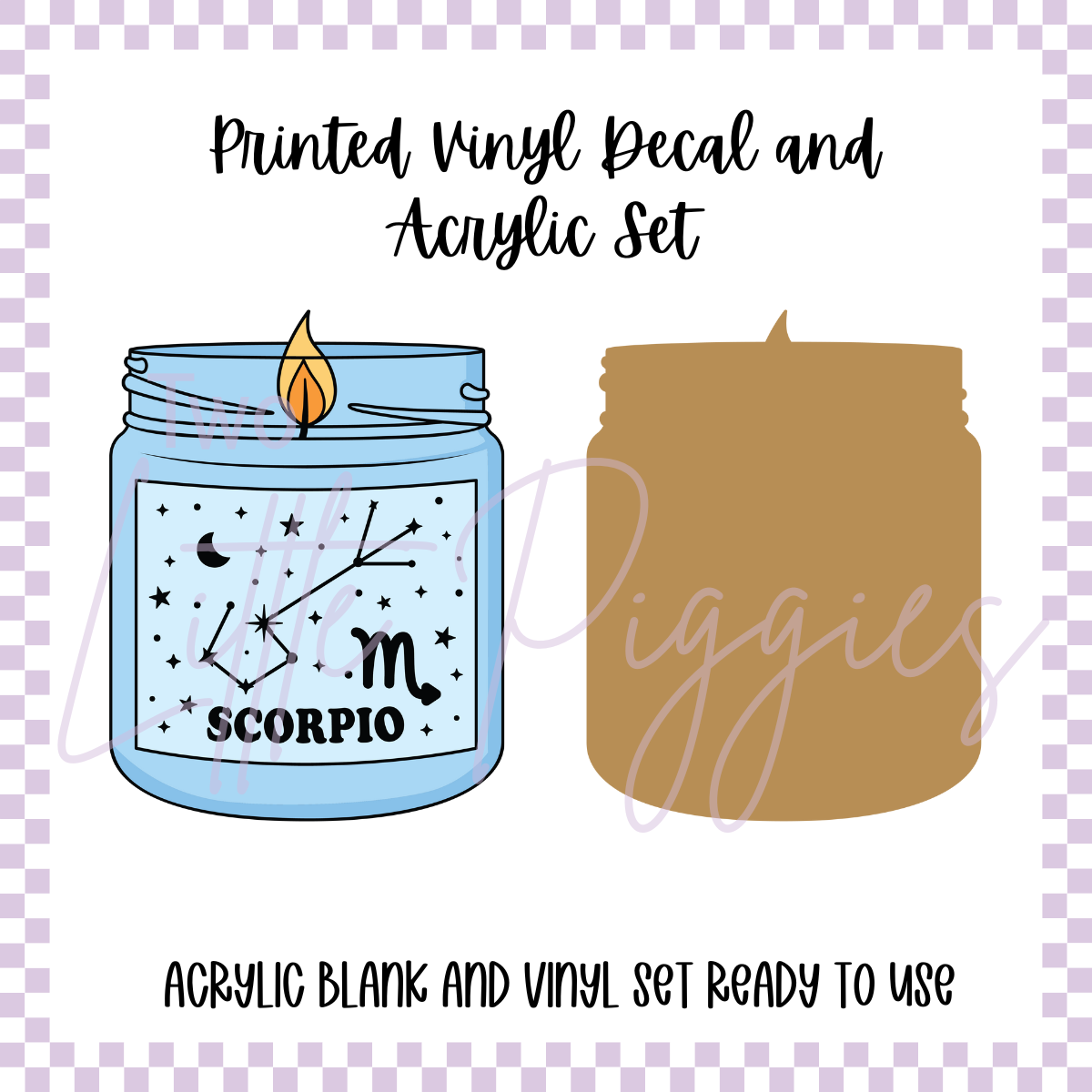 Printed Vinyl and Acrylic Set - Zodiac Candle - Scorpio
