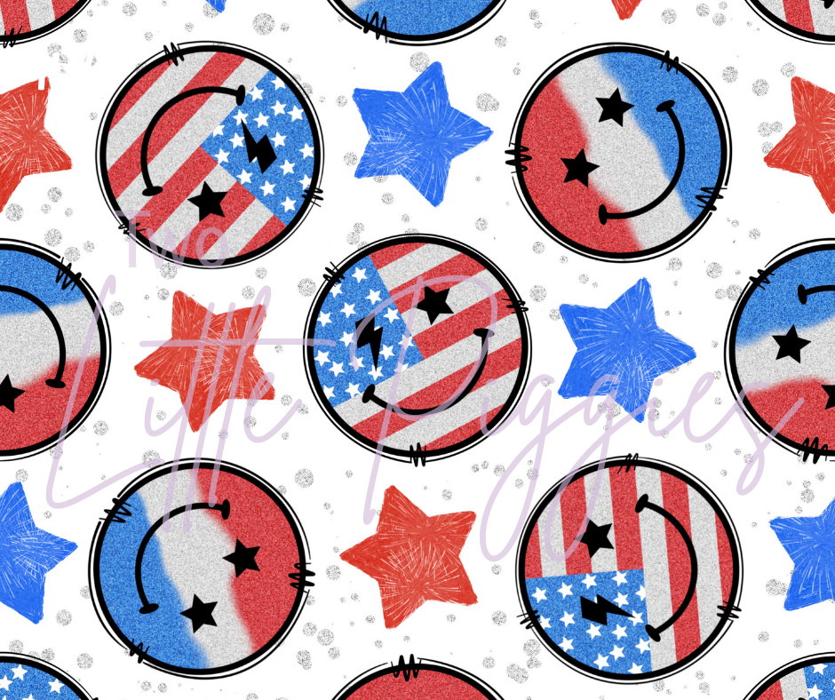 Printed Vinyl - 4th of July - Stars and Bows