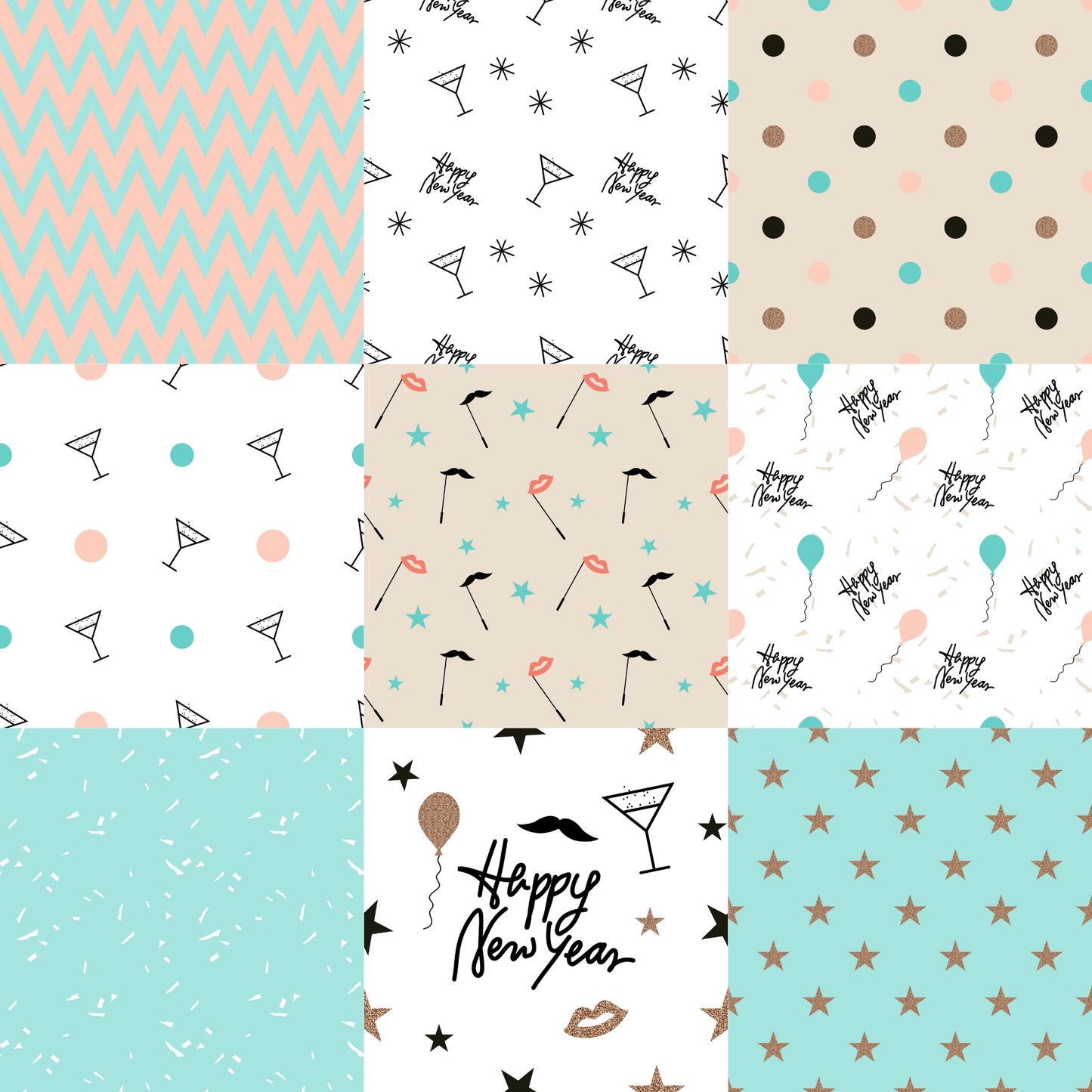 Printed Vinyl - New Year  - Teal