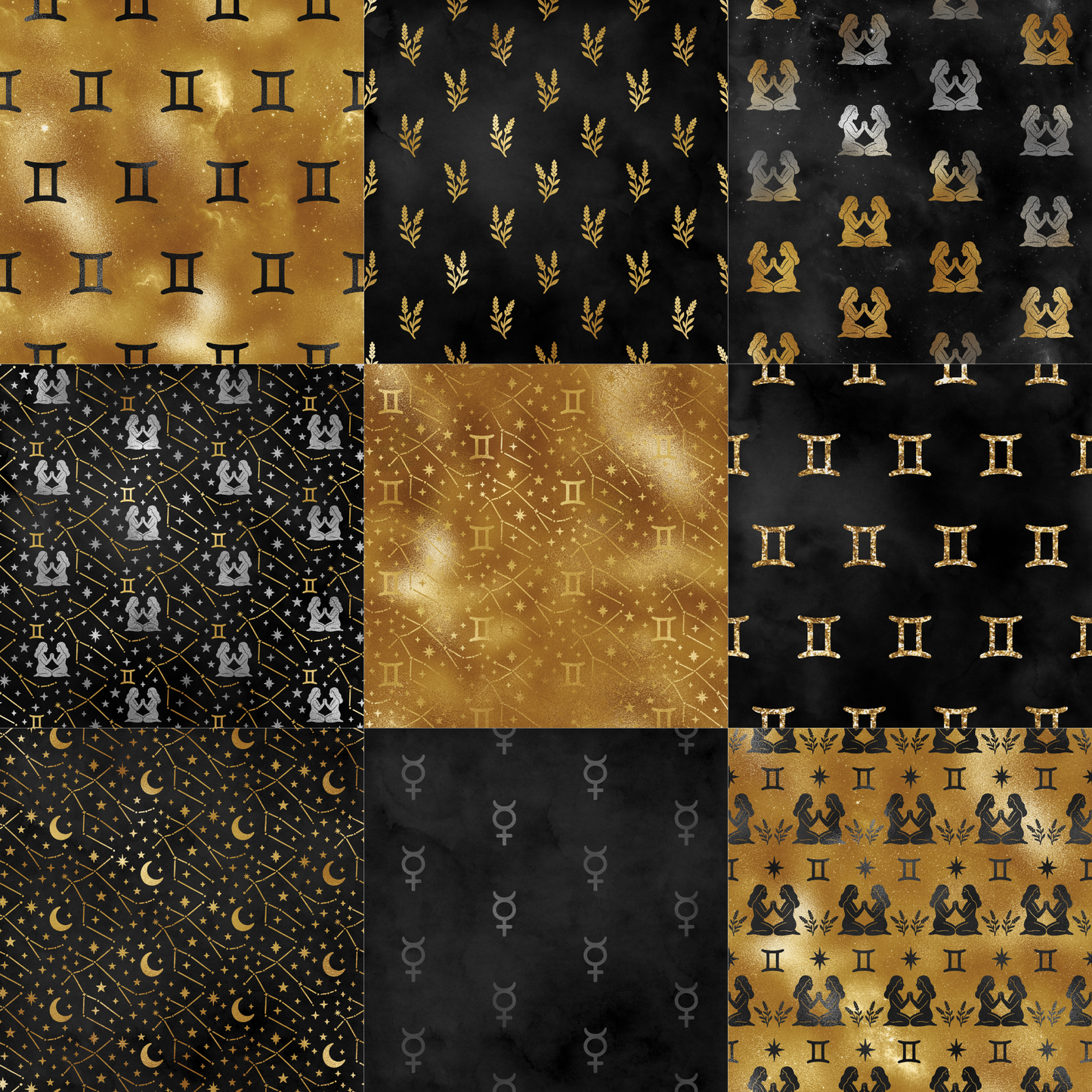 Printed Vinyl - Gemini - Black and Gold