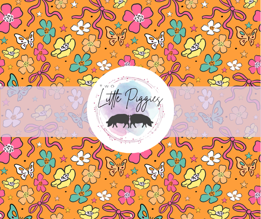 Printed Vinyl - Orange Boho Flowers