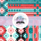 Printed Vinyl - Coral Aqua Aztec