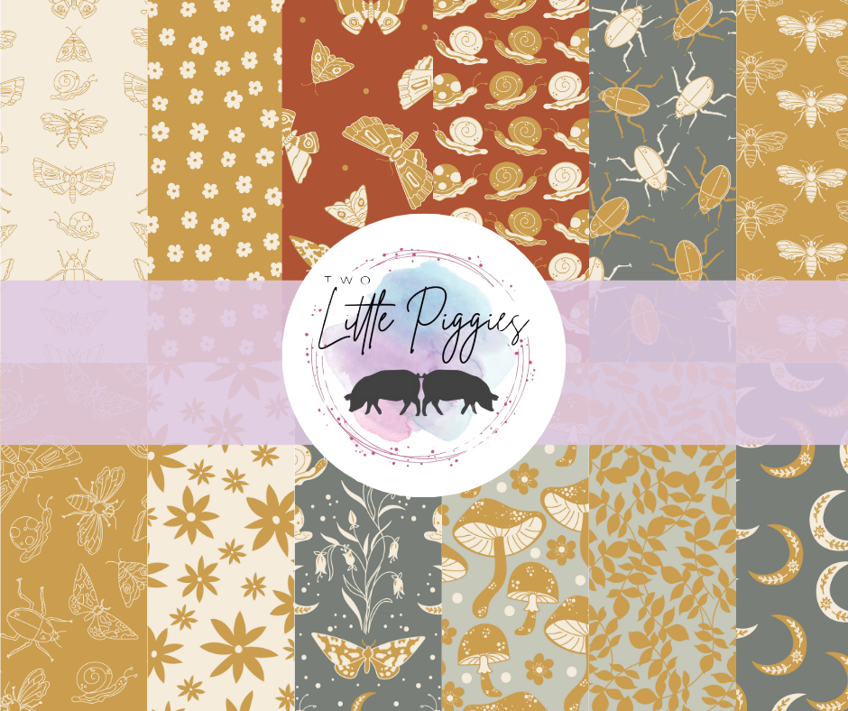 Printed Vinyl - Checkers - Earthy Insects