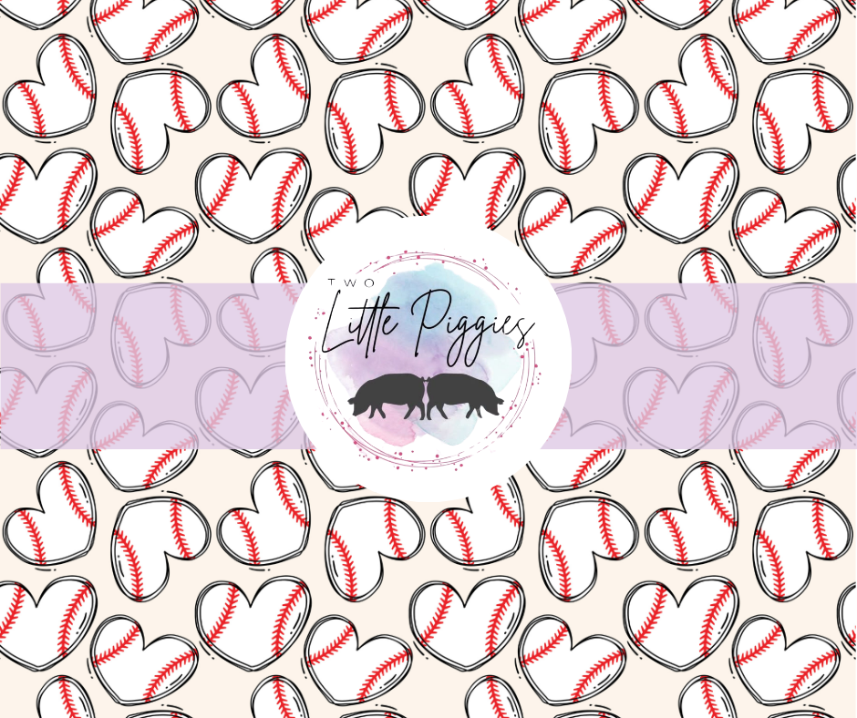 Printed Vinyl - Baseball Hearts