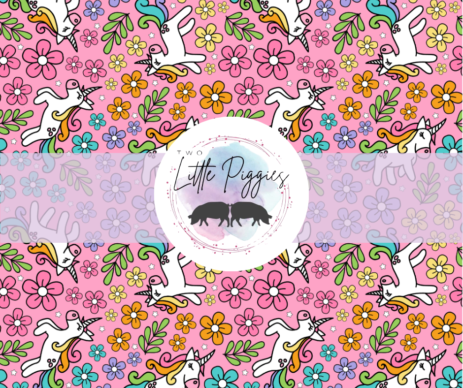 Printed Vinyl - Unicorns and Flowers