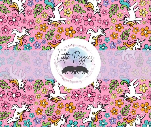 Printed Vinyl - Unicorns and Flowers