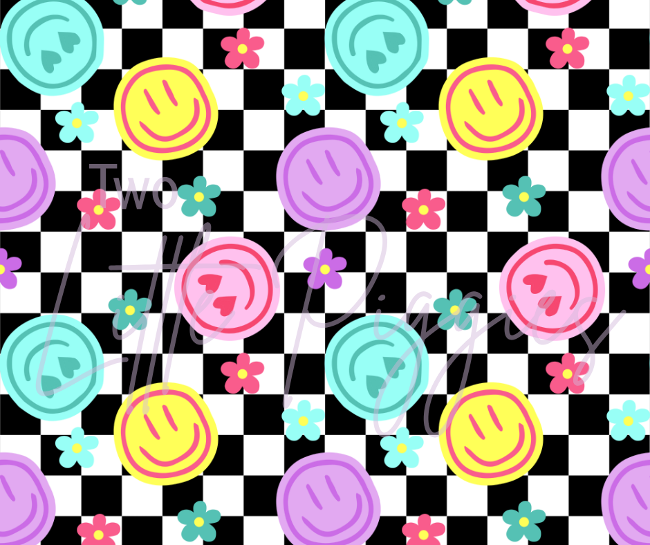 Printed Vinyl - Checkered Smiles