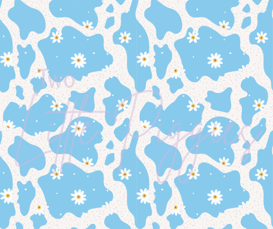 Printed Vinyl - Blue Cow Print