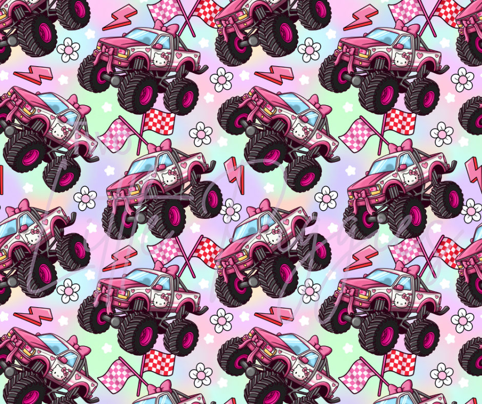 Printed Vinyl - Monster Truck - Hello Kitty