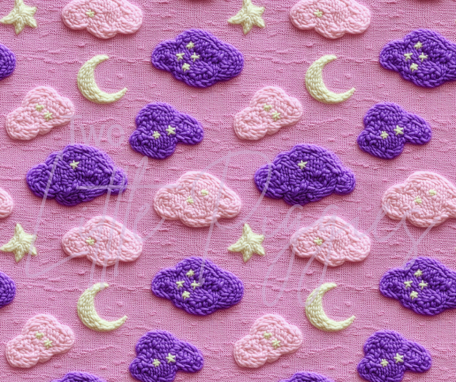 Printed Vinyl - Embroidered Clouds