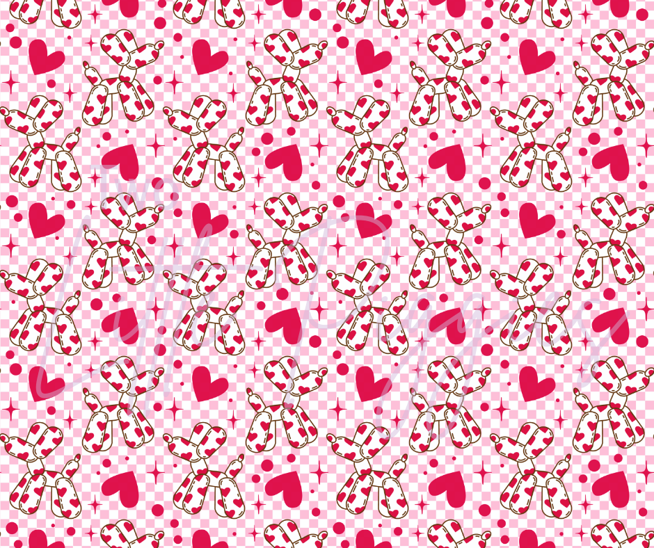 Printed Vinyl - Heart Balloon Dogs