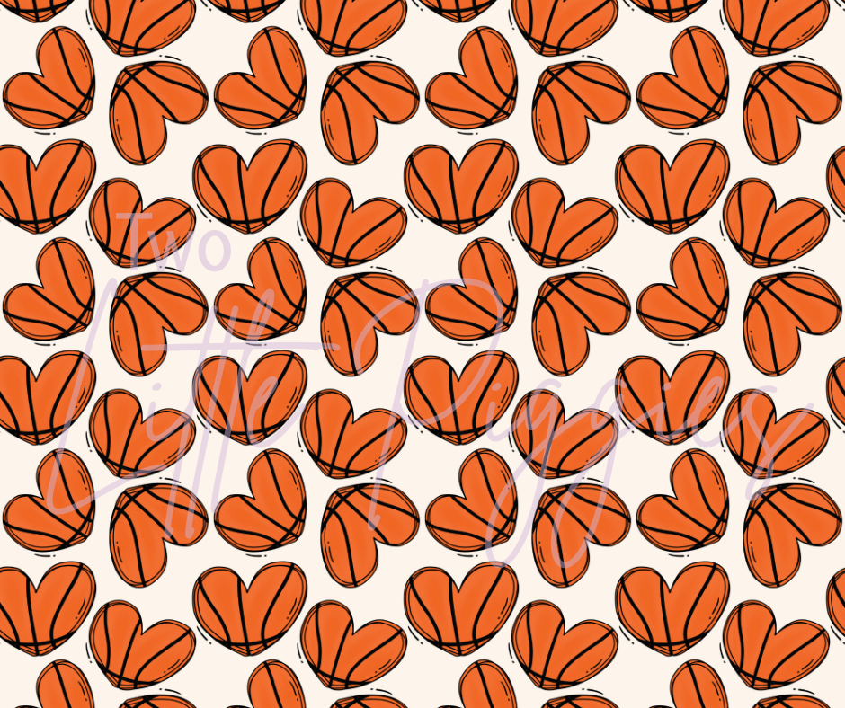 Printed Vinyl - Basketball Hearts
