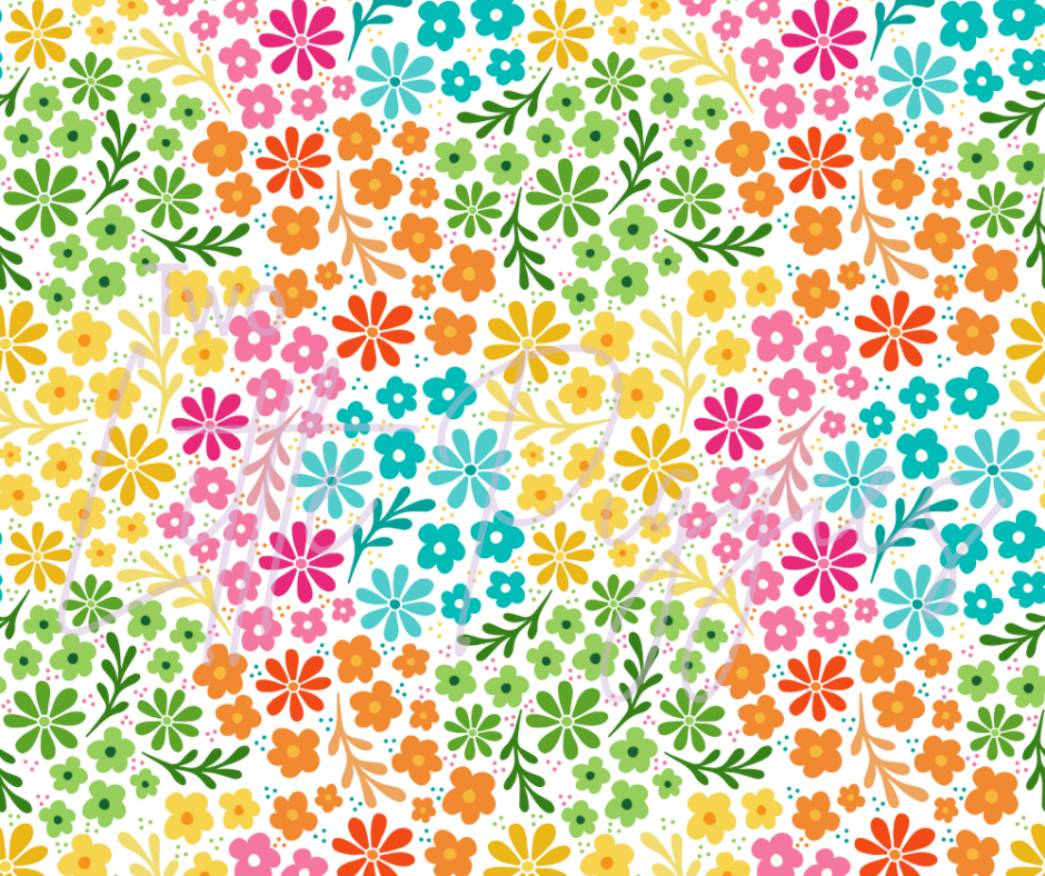 Printed Vinyl - Rainbow Flowers