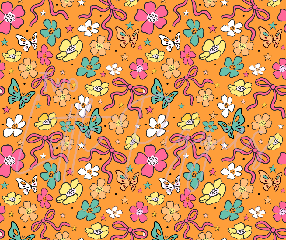 Printed Vinyl - Orange Boho Flowers