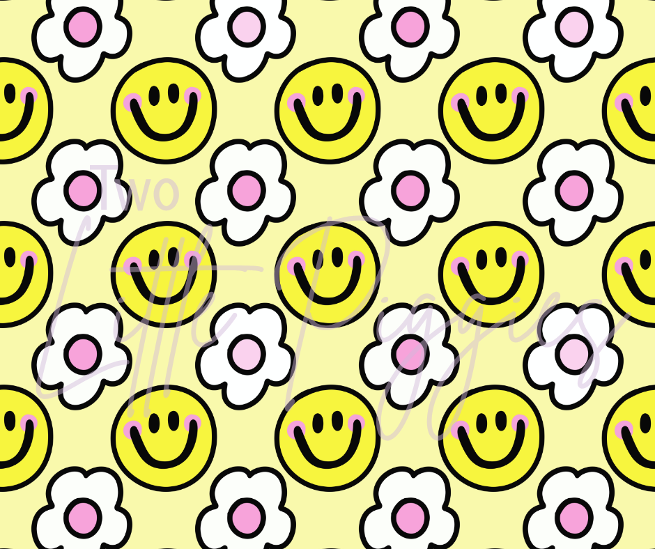 Printed Vinyl - Cutesy Smiles and Daisies