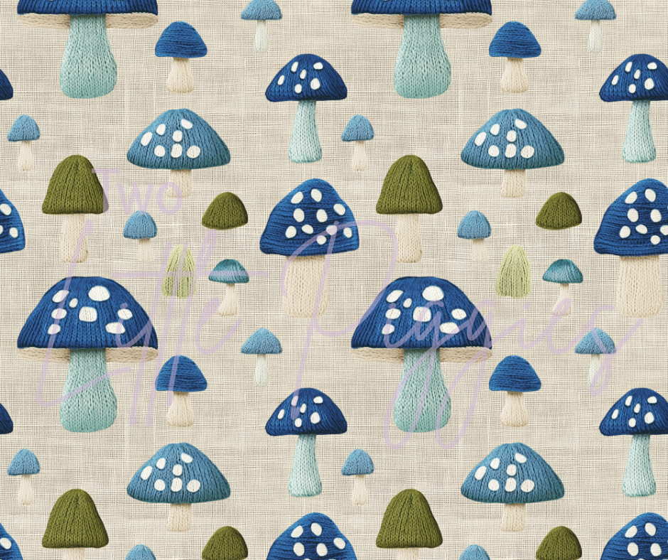 Printed Vinyl - Embroidered Mushrooms