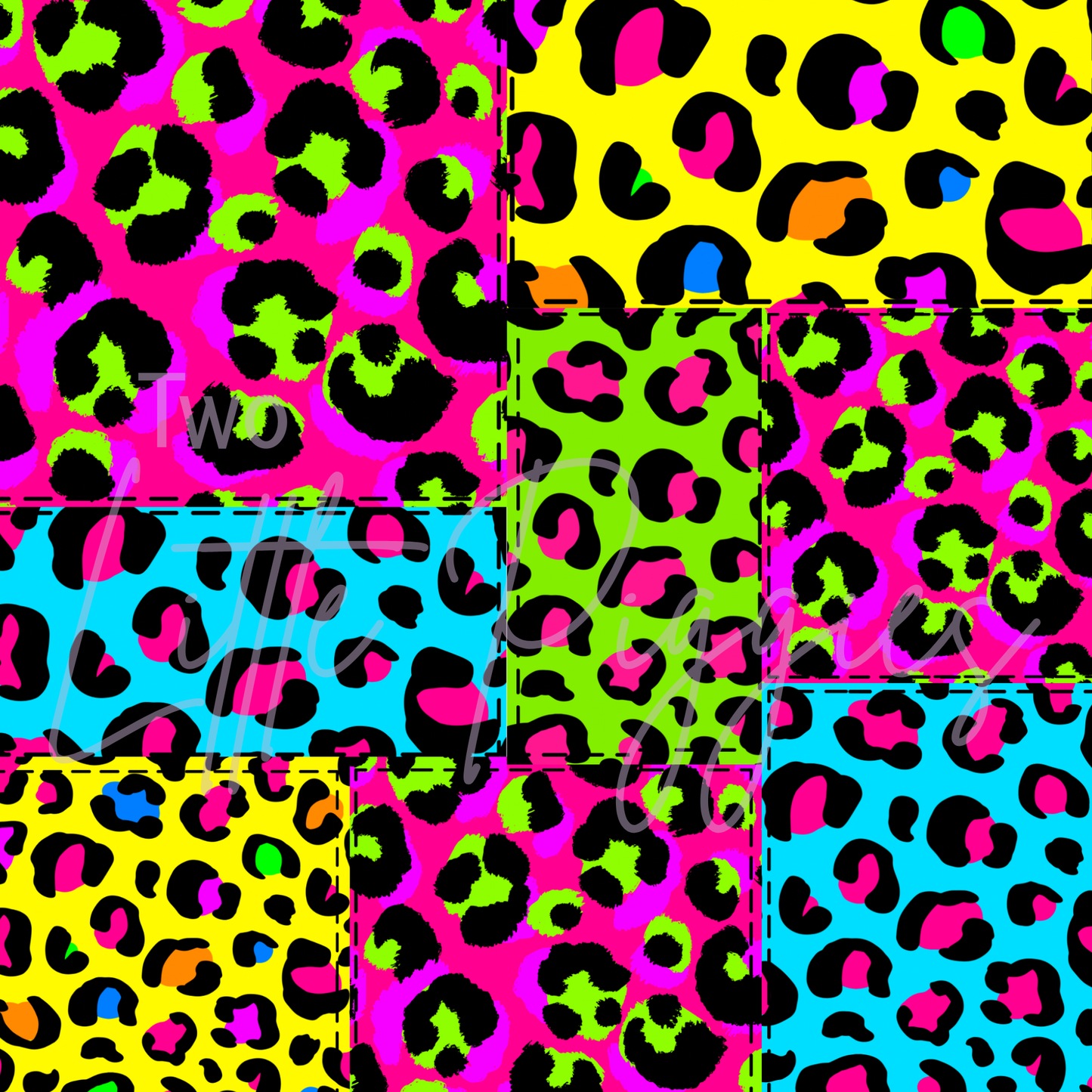 Printed Vinyl - Patchwork - Neon Leopard