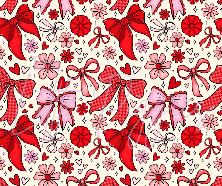 Printed Vinyl - Red and Pink Bows