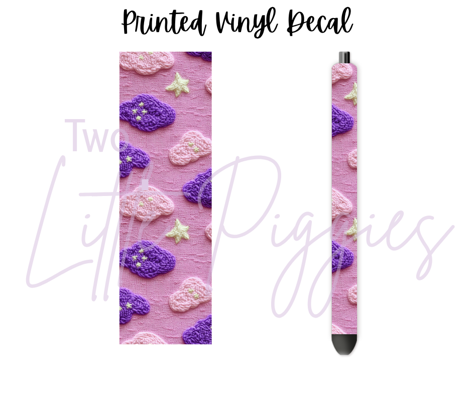 Printed Vinyl - Embroidered Clouds