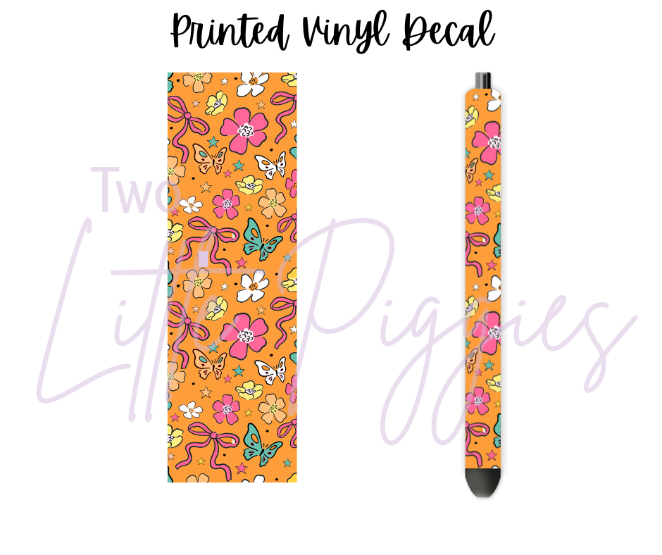 Printed Vinyl - Orange Boho Flowers