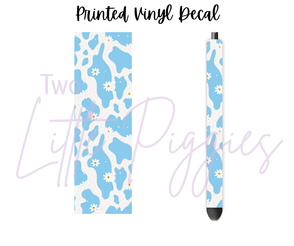 Printed Vinyl - Blue Cow Print