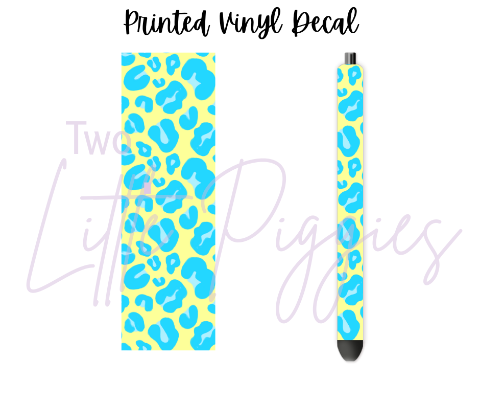 Printed Vinyl - Leopard - Blue and Neon Yellow