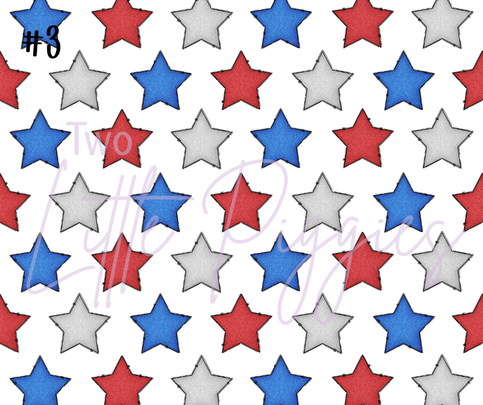 Printed Vinyl - 4th of July - Stars and Bows