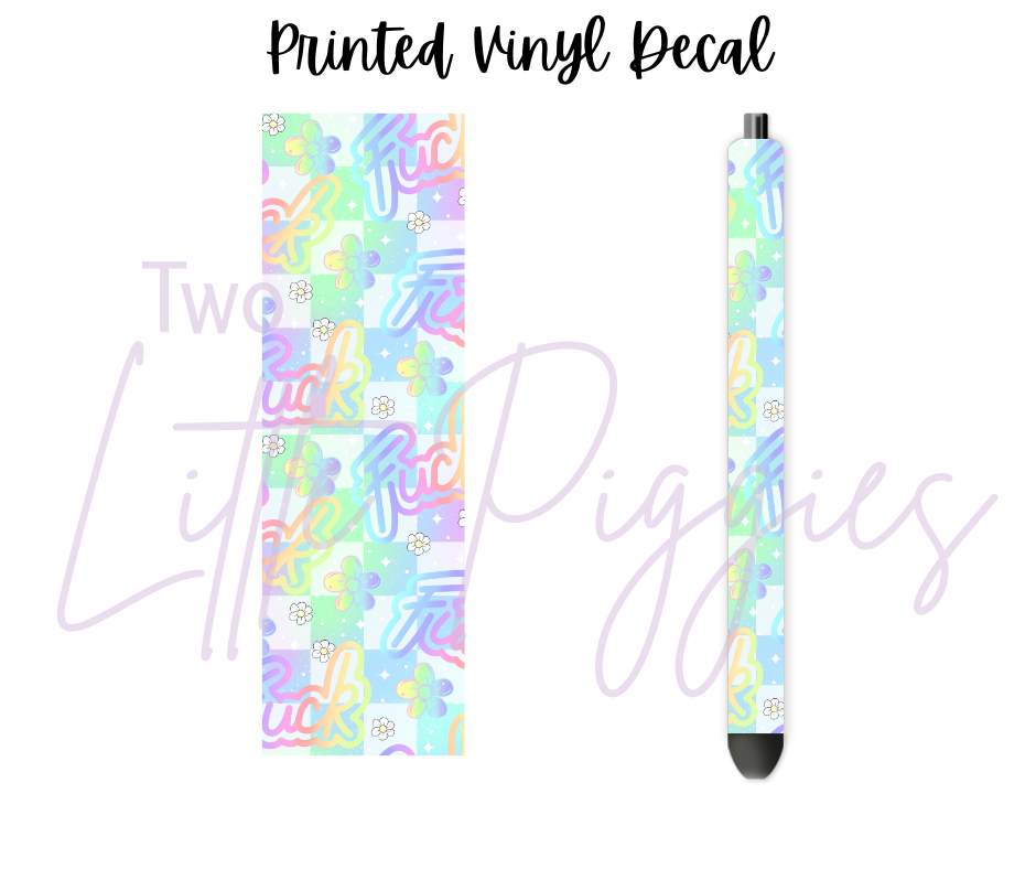 Printed Vinyl - Pastel Rainbow F*** on White Checker