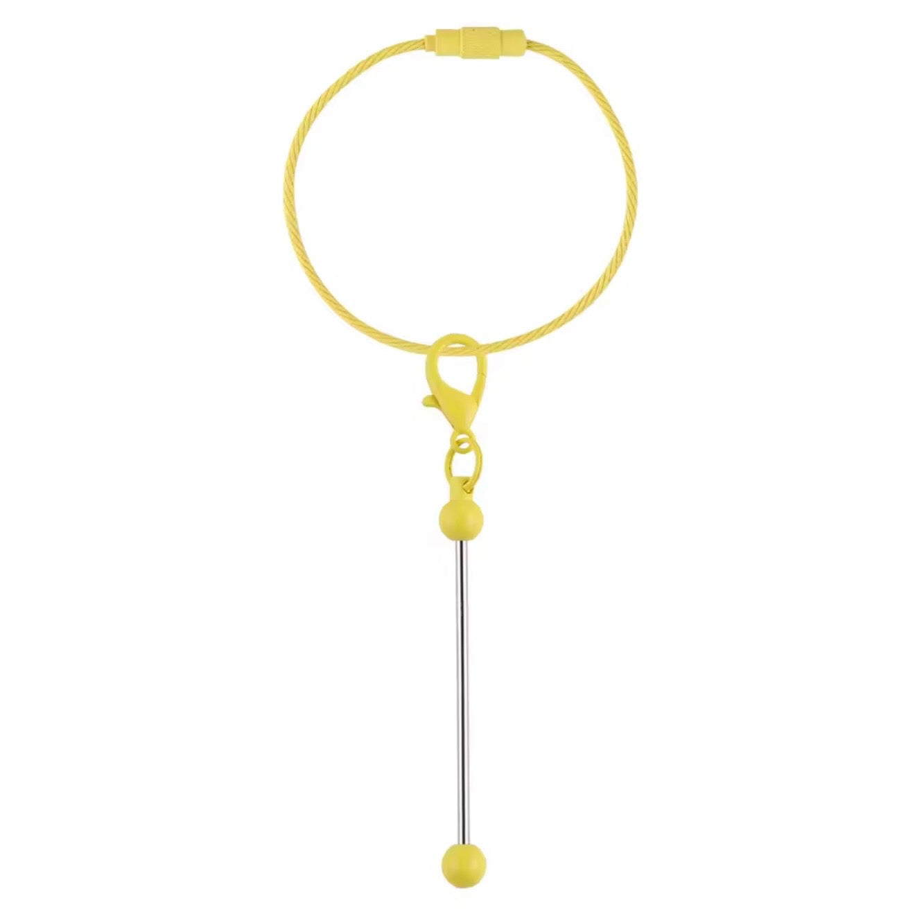 Keychain Cable Loop with Beadable Bar and Screw Lock (3pc)