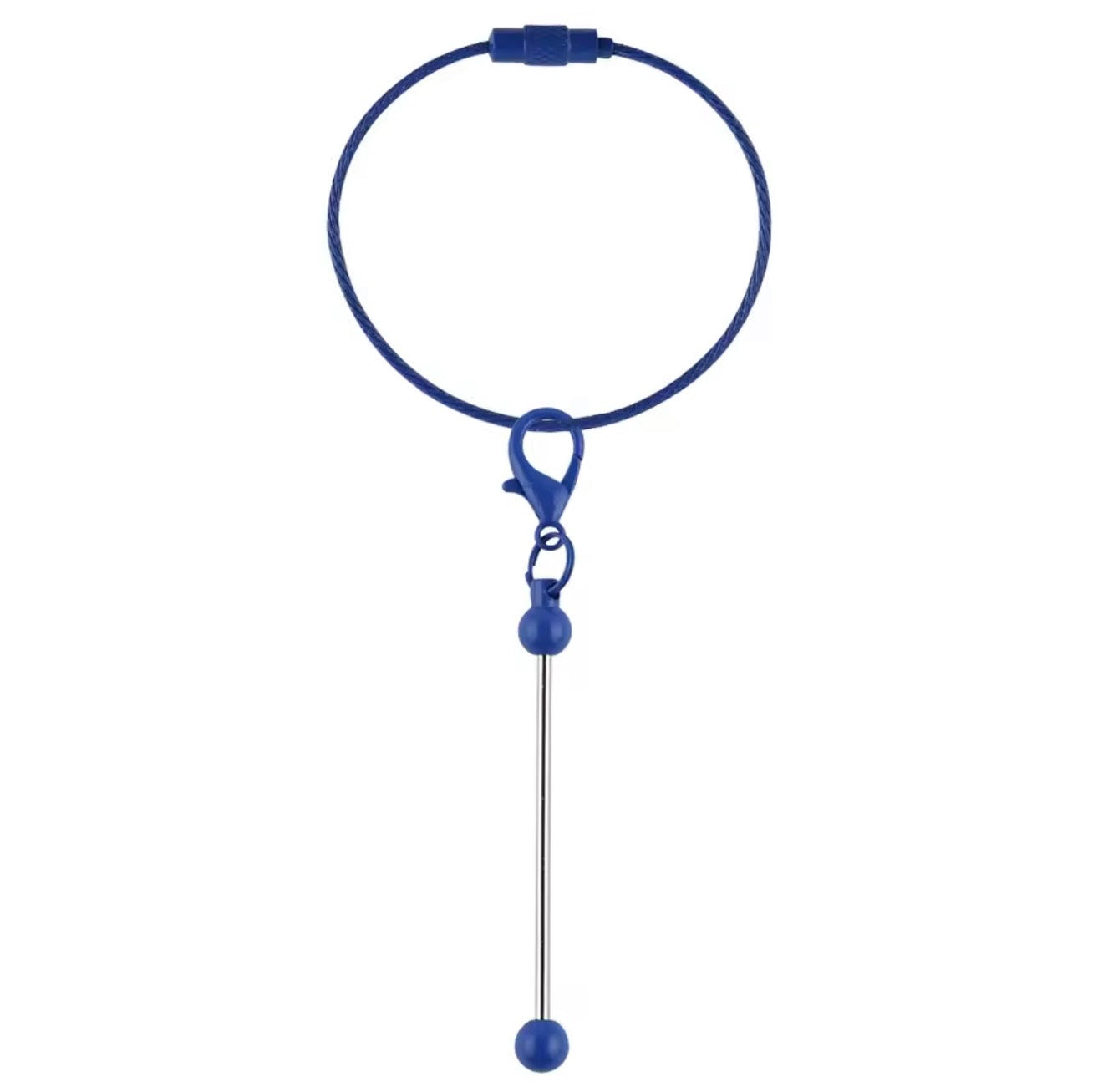 Keychain Cable Loop with Beadable Bar and Screw Lock (3pc)