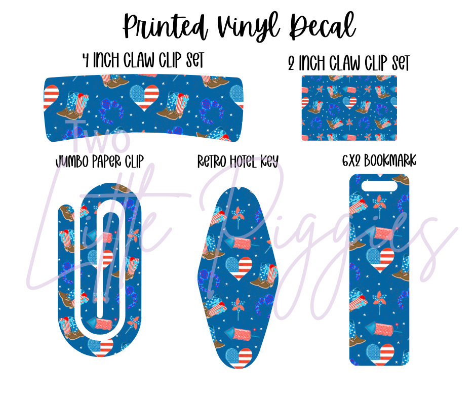 Printed Vinyl - 4th of July -RWB Cowboy Boots