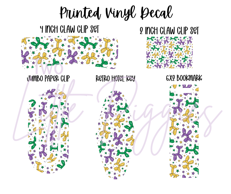 Printed Vinyl - Mardi Gras Balloon Dogs