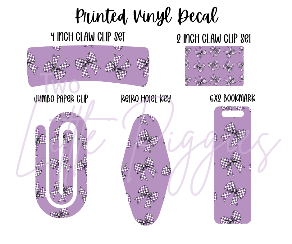 Printed Vinyl - Purple Checkered Bows