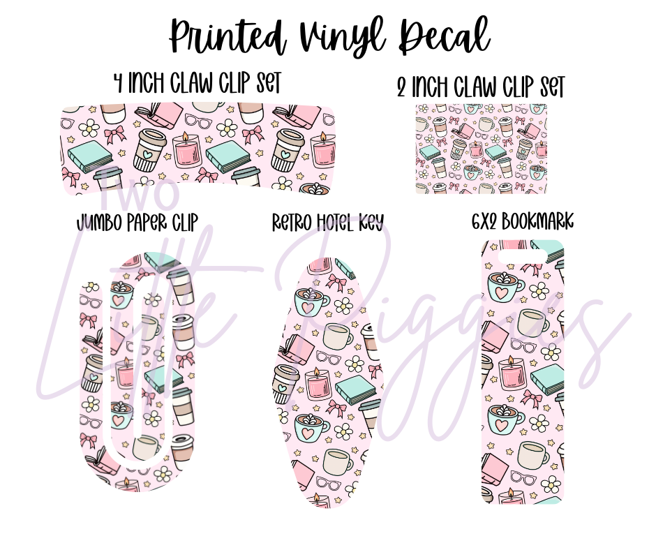 Printed Vinyl - Book and Coffee Girly