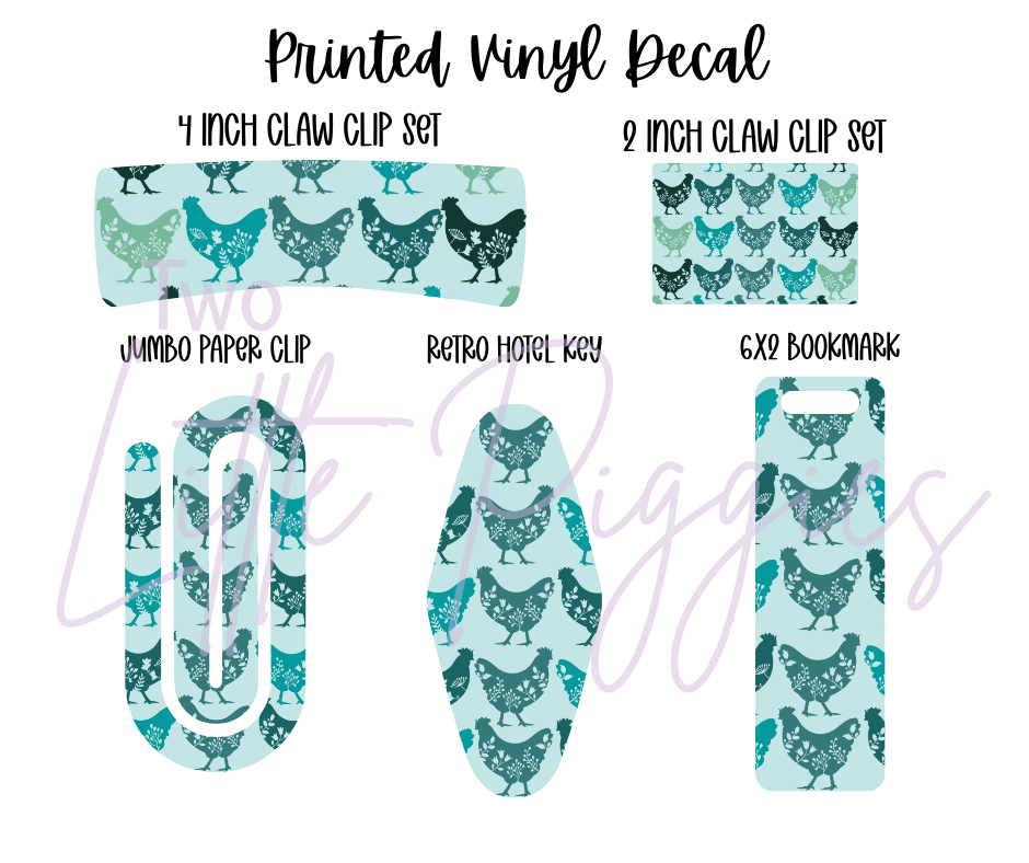 Printed Vinyl - Characters - Teal Chickens