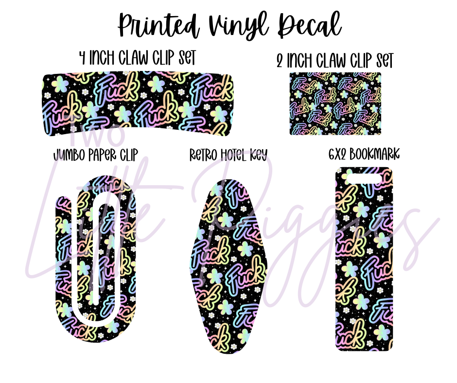Printed Vinyl - Pastel Rainbow F*** on Black