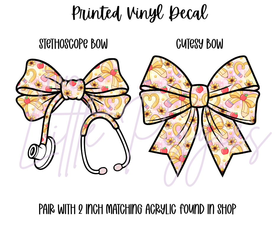 Printed Vinyl - Back to School - Heart Pencil Bow