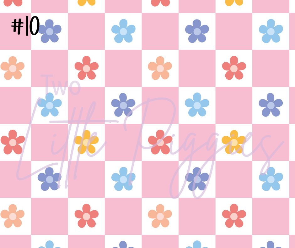 Printed Vinyl - Checkers and Flowers