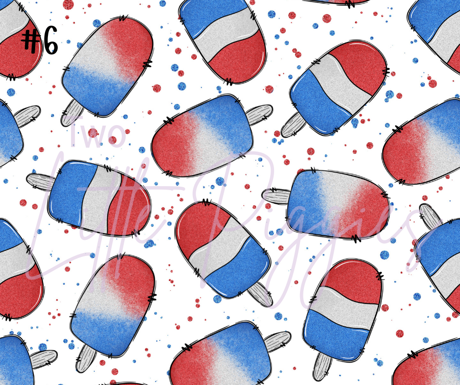 Printed Vinyl - 4th of July - Stars and Bows