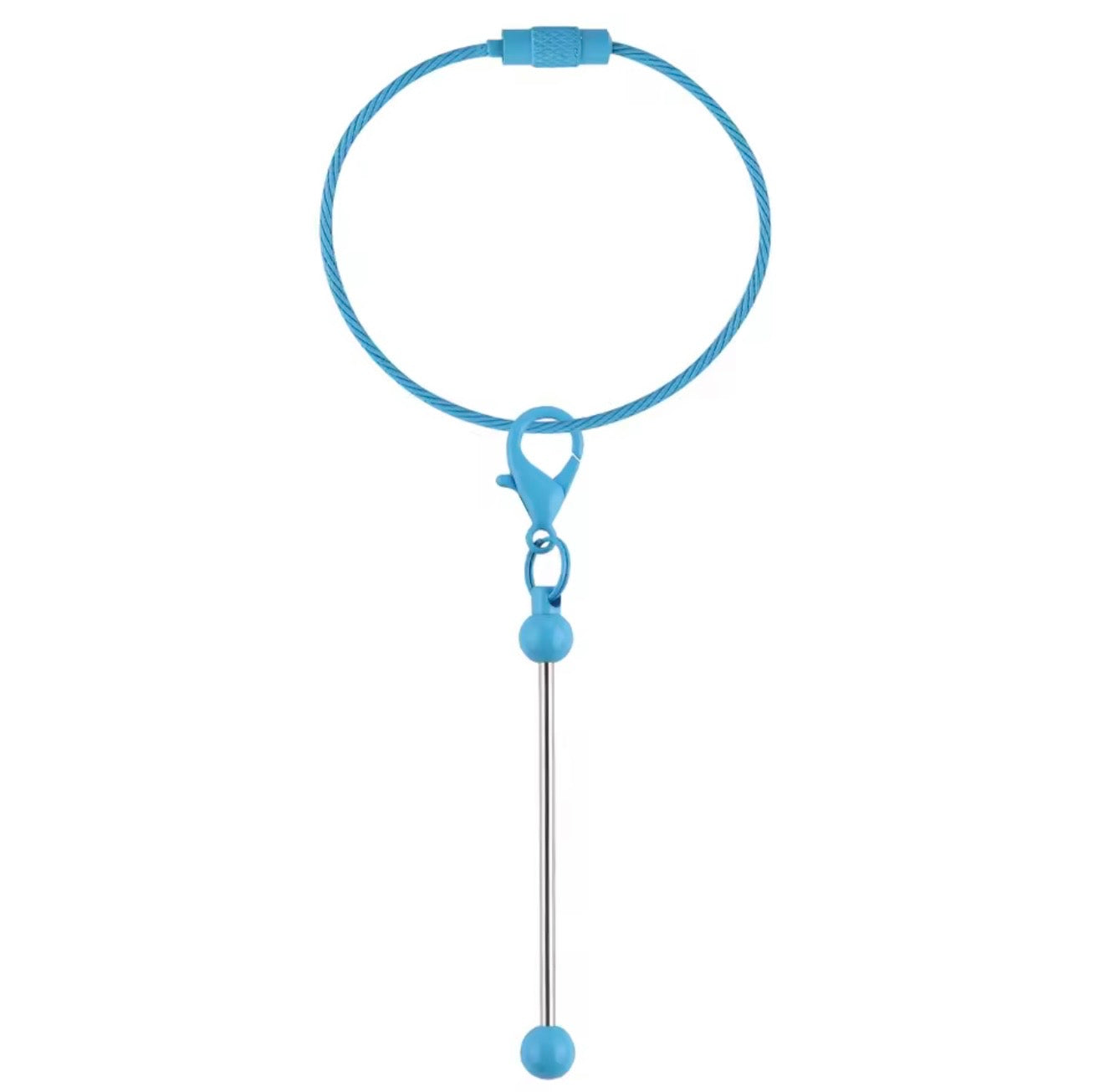 Keychain Cable Loop with Beadable Bar and Screw Lock (3pc)