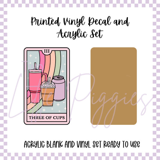 Printed Vinyl and Acrylic Set - Three of Cups