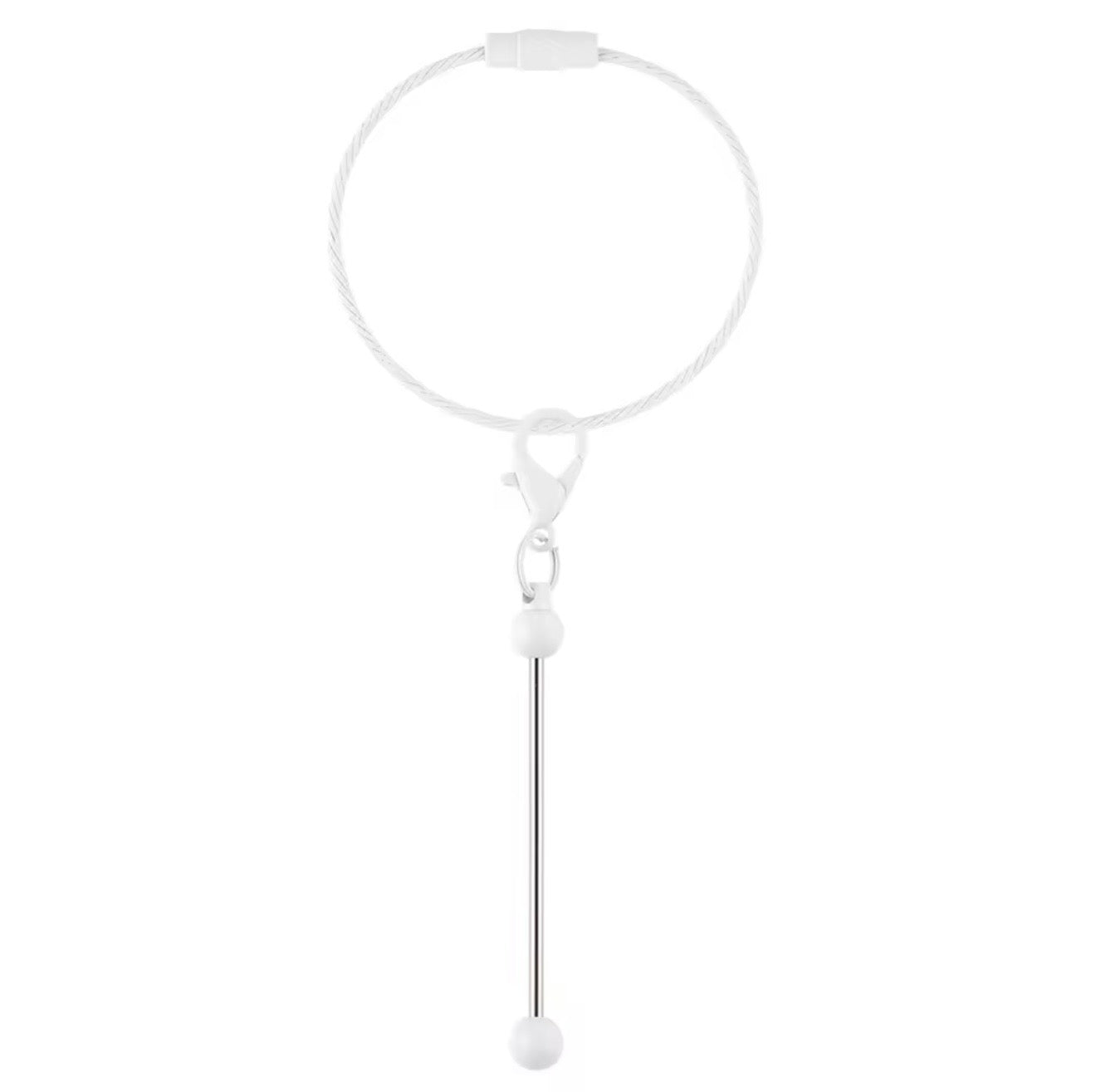 Keychain Cable Loop with Beadable Bar and Screw Lock (3pc)