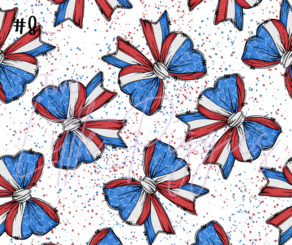 Printed Vinyl - 4th of July - Stars and Bows