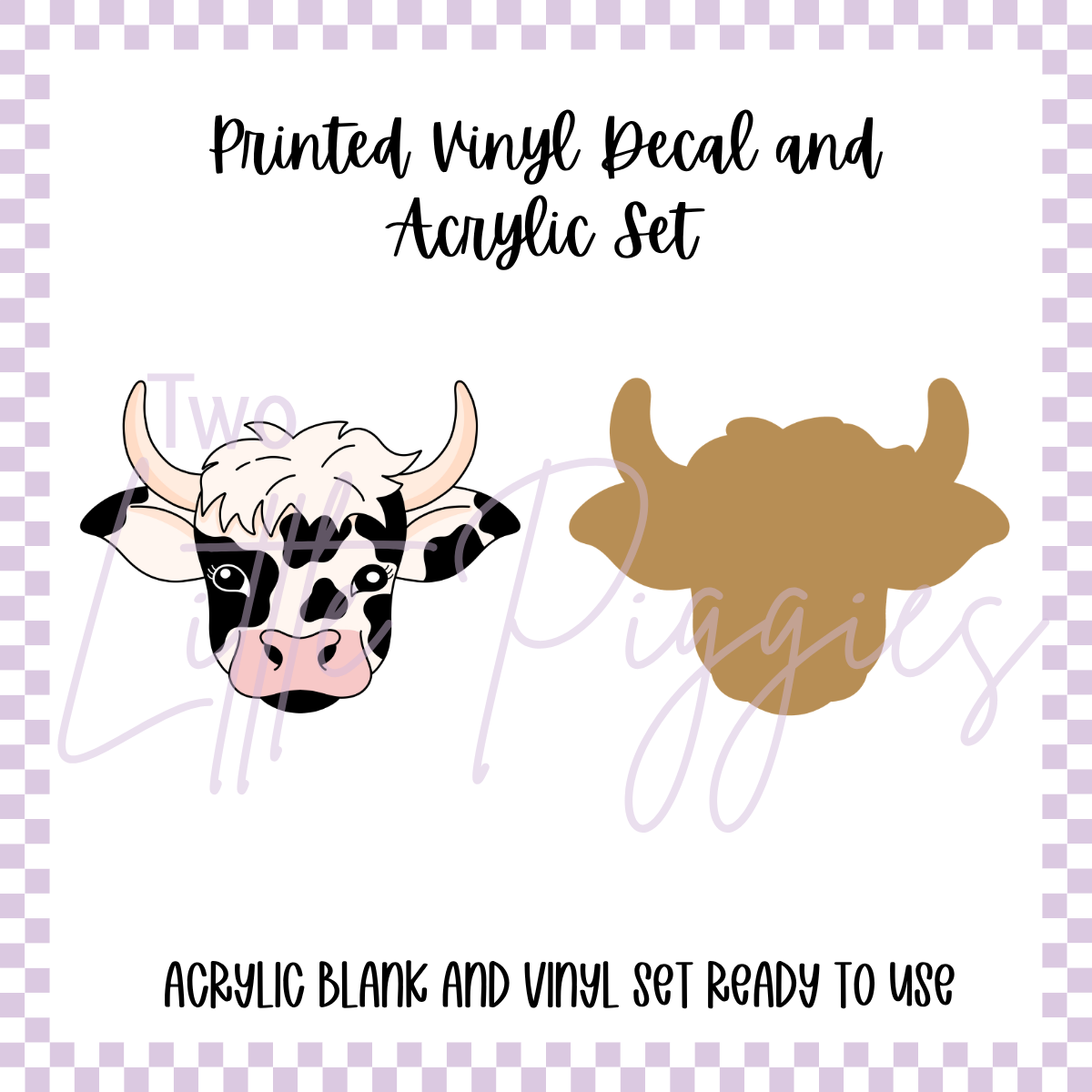 Printed Vinyl and Acrylic Set - Black and White Cow
